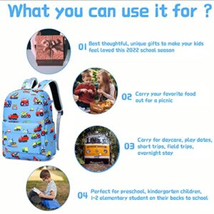 AUIVTY Construction Preschool Backpack for Boys, Kids Backpack for Preschool Kindergarten Toddler Daycare and Travel, Car Bookbag with Chest Buckle (Construction-Light Blue)