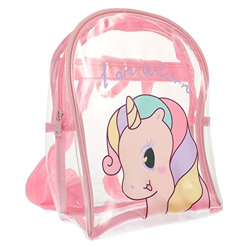 VALICLUD Unicorn Backpack See Through Backpack Unicorn Clear Bag Pink Clear Backpack Clear Mini Backpack Casual Daypacks Festival Bag for Girls