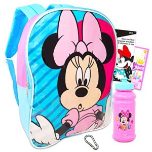 fast forward minnie mouse backpack for girls 4-6 - bundle with minnie mouse backpack with water bottle, stickers, more | minnie school backpack