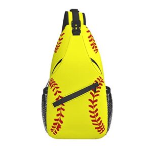 YOPIGOT Softball Print Sling Bag Chest Bag Softball Crossbody Bags For Mens Womens