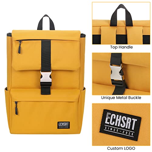 ECHSRT Yellow Laptop Backpack Water Resistant Bookbag Fits 15.6 Inch Computer, Wide Open Travel Casual Daypack