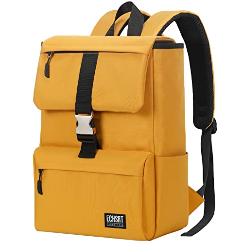 ECHSRT Yellow Laptop Backpack Water Resistant Bookbag Fits 15.6 Inch Computer, Wide Open Travel Casual Daypack