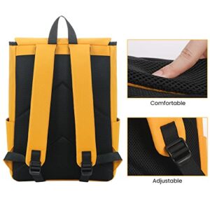 ECHSRT Yellow Laptop Backpack Water Resistant Bookbag Fits 15.6 Inch Computer, Wide Open Travel Casual Daypack