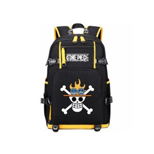 zjyjing one piece anime color logo print backpack equipped with usb interface fashion casual large capacity laptop backpack (b-3)