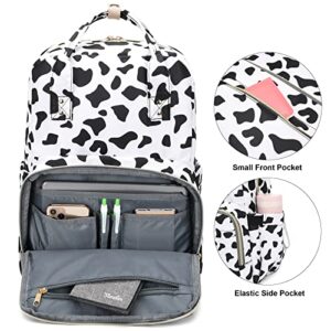 Kouxunt Cow Print Laptop Backpack College Bookbag School Backpack for Women Girls, Travel Backpack 15.6 Inch Computer Backpacks