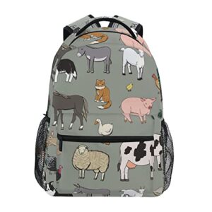 krafig farm animals pattern boys girls kids school backpacks bookbag, elementary school bag travel backpack daypack