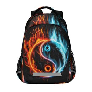 glaphy yin yang black backpack for boys girls kids, laptop bookbag lightweight travel daypack school backpacks