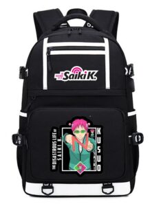gnoved anime the disastrous life of saiki school backpack with charging port, unisex laptop backpack over 6 years old.(style1)