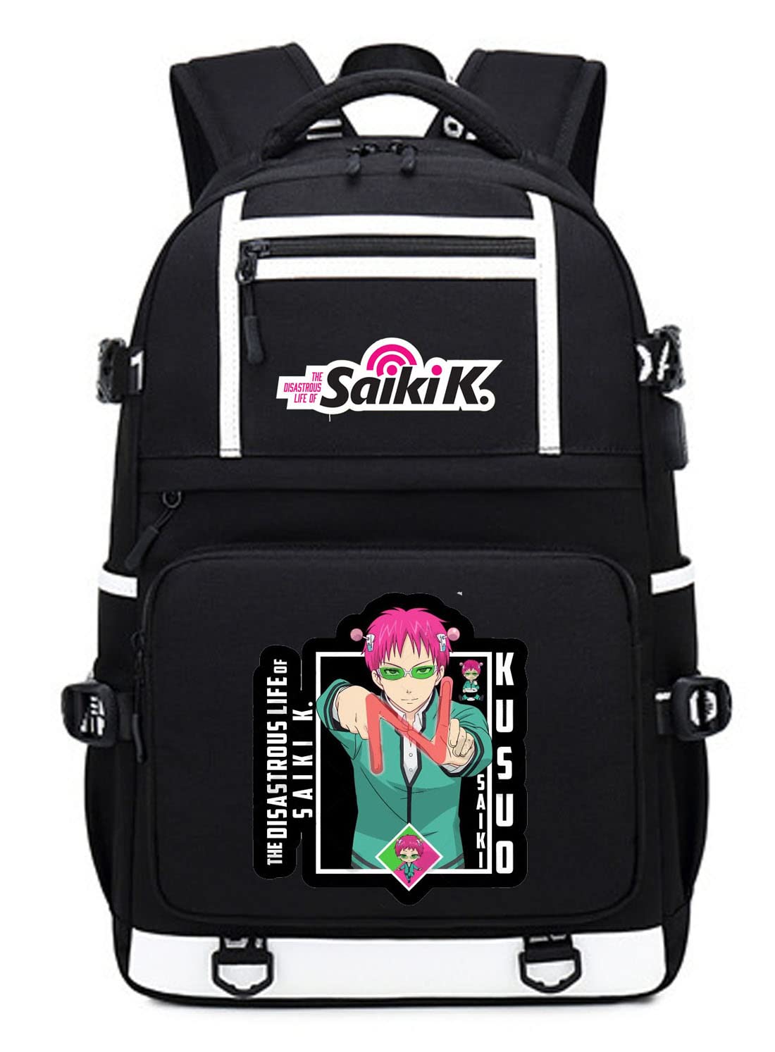 Gnoved Anime The Disastrous Life Of Saiki School Backpack With Charging Port, Unisex Laptop Backpack Over 6 Years Old.(Style1)