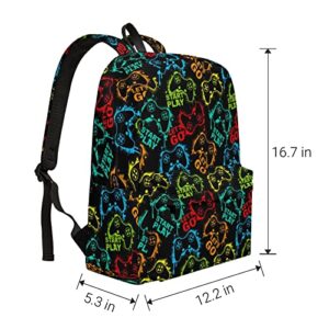 QSMX Abstract Gamepad Weapon Gamer Gaming Boys Girls School Laptop Backpacks Book Bag Travel Hiking Camping Daypack