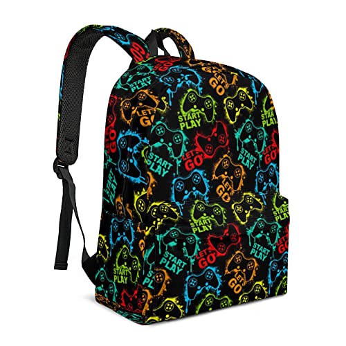 QSMX Abstract Gamepad Weapon Gamer Gaming Boys Girls School Laptop Backpacks Book Bag Travel Hiking Camping Daypack