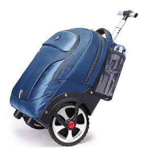 glodiar aoking 18/20 inch big wheeled water resistant travel business rolling wheeled backpack with laptop (20 inch, blue)