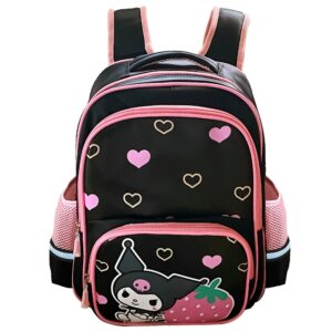 fiohiof teen kids backpacks for girls cartoon cute 15 inches laptop backpacks kawaii backpack travel bags book bag(black)