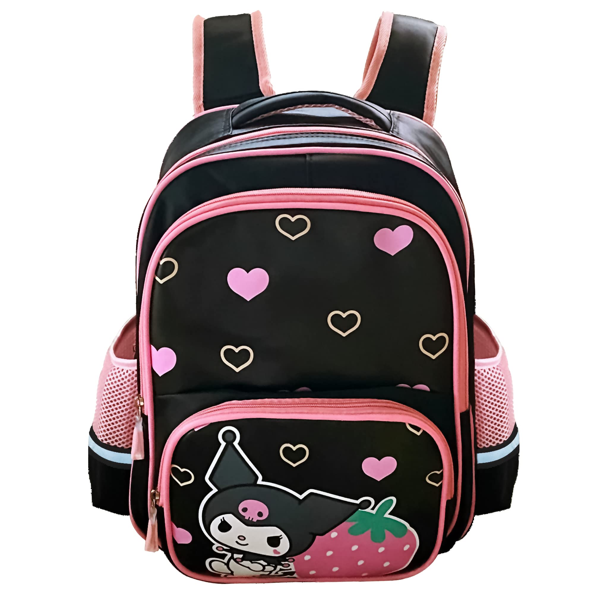 Fiohiof Teen Kids Backpacks for Girls Cartoon Cute 15 Inches Laptop Backpacks Kawaii backpack Travel Bags Book Bag(Black)