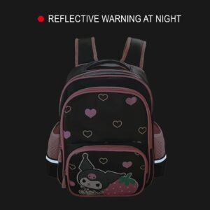 Fiohiof Teen Kids Backpacks for Girls Cartoon Cute 15 Inches Laptop Backpacks Kawaii backpack Travel Bags Book Bag(Black)