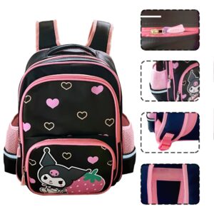 Fiohiof Teen Kids Backpacks for Girls Cartoon Cute 15 Inches Laptop Backpacks Kawaii backpack Travel Bags Book Bag(Black)