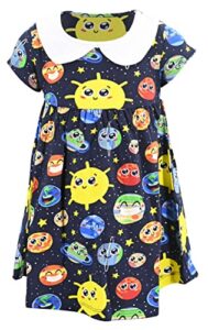 unique baby girls outer space back to school skater dress (5y, navy blue)