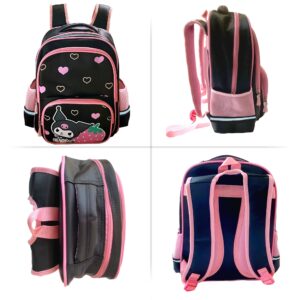 Fiohiof Teen Kids Backpacks for Girls Cartoon Cute 15 Inches Laptop Backpacks Kawaii backpack Travel Bags Book Bag(Black)