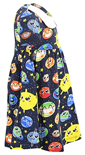 Unique Baby Girls Outer Space Back to School Skater Dress (5Y, Navy Blue)