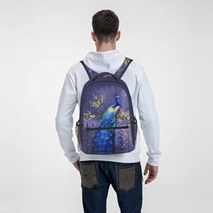 ASYG Peacock Backpack Laptop Backpack Womens Bag Tablet Travel Picnic Women Bag Cute Laptop Bag for Men Women