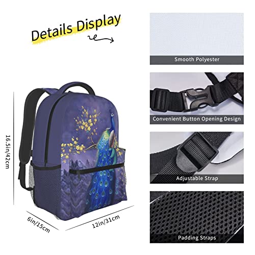 ASYG Peacock Backpack Laptop Backpack Womens Bag Tablet Travel Picnic Women Bag Cute Laptop Bag for Men Women