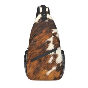 mumuyun sling bag, red and white cowhide print crossbody sling backpack for casual shoulder women and men