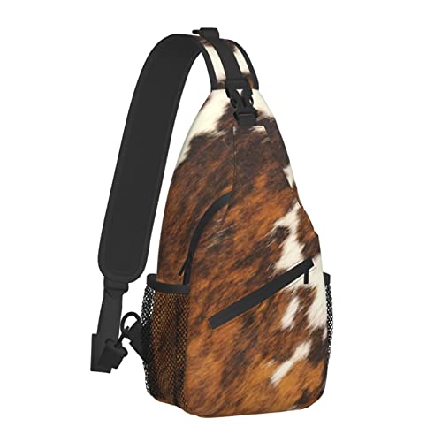 MuMuYun Sling Bag, Red and white cowhide print Crossbody Sling Backpack for Casual Shoulder Women And Men