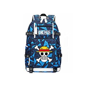 zjyjing one piece anime color logo print backpack equipped with usb interface fashion casual large capacity laptop backpack (k-1)