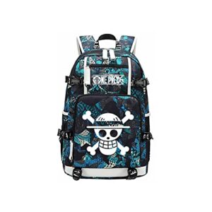 zjyjing anime one piece character luffy backpack with usb interface leisure large capacity laptop backpack dazzling blue (o6-4)