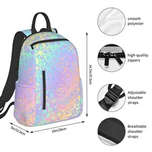 HEVANE Rainbow Leopard Print Cheetah Women's Casual Style Lightweight Backpacks Durable Small Travel Backpack Purse Casual Book Bag Computer Bag Fits 12/14 Inch Laptop