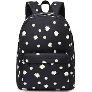mimfutu flowers black school backpack for teens girls, womens college bookbags kids school bags laptop backpacks