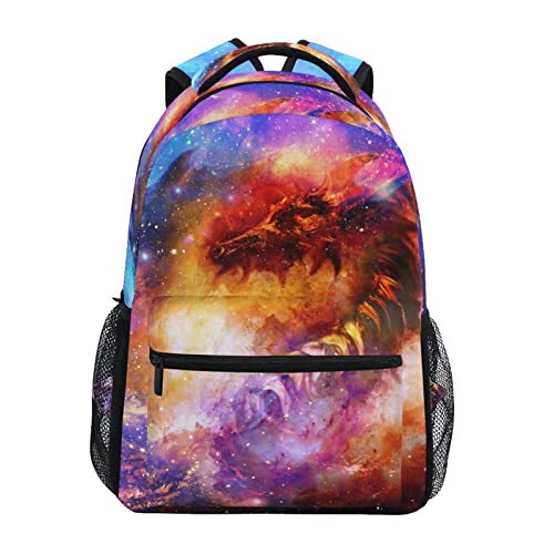 ALAZA Cosmic Dragon Galaxy Space Backpack Purse with Multiple Pockets Name Card Personalized Travel Laptop School Book Bag, Size M/16.9 inch