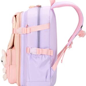 nine-tailed fox Bunny Backpack for Girls,Cute Backpack Little Girl Kindergarten Preschool Elementary School Bookbag Set (Only Backpack Purple)