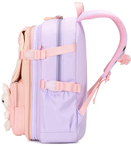 nine-tailed fox Bunny Backpack for Girls,Cute Backpack Little Girl Kindergarten Preschool Elementary School Bookbag Set (Only Backpack Purple)