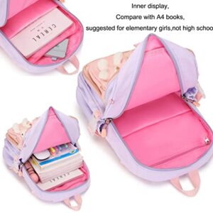 nine-tailed fox Bunny Backpack for Girls,Cute Backpack Little Girl Kindergarten Preschool Elementary School Bookbag Set (Only Backpack Purple)