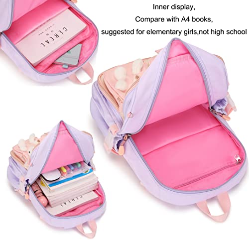 nine-tailed fox Bunny Backpack for Girls,Cute Backpack Little Girl Kindergarten Preschool Elementary School Bookbag Set (Only Backpack Purple)