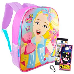 fast forward jojo siwa backpack for girls, kids - 4 pc bundle with 16" jojo siwa school backpack, stickers, backpack clip, and more (jojo siwa school supplies)
