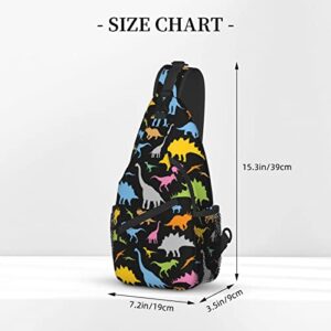 ZREXUO Cute Dinosaur Chest Bags Crossbody Sling Backpack Travel Hiking Daypack Crossbody Shoulder Bag For Women Men