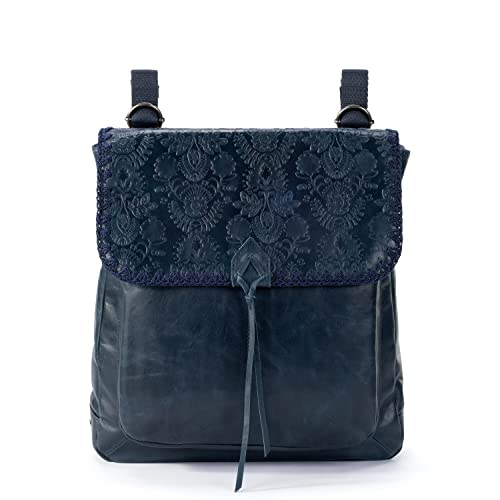 the sak womens Ventura Convertible Backpack in Leather, Indigo Floral Embossed, One Size US