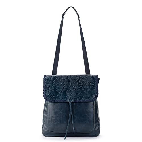 the sak womens Ventura Convertible Backpack in Leather, Indigo Floral Embossed, One Size US