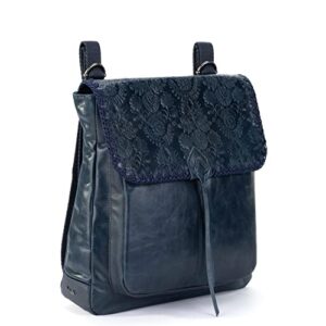 the sak womens Ventura Convertible Backpack in Leather, Indigo Floral Embossed, One Size US