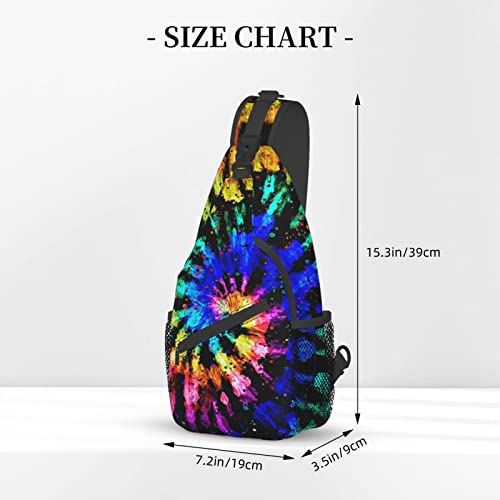 ZREXUO Rainbow Tie Dye Chest Bags Crossbody Sling Backpack Travel Hiking Daypack Crossbody Shoulder Bag For Women Men