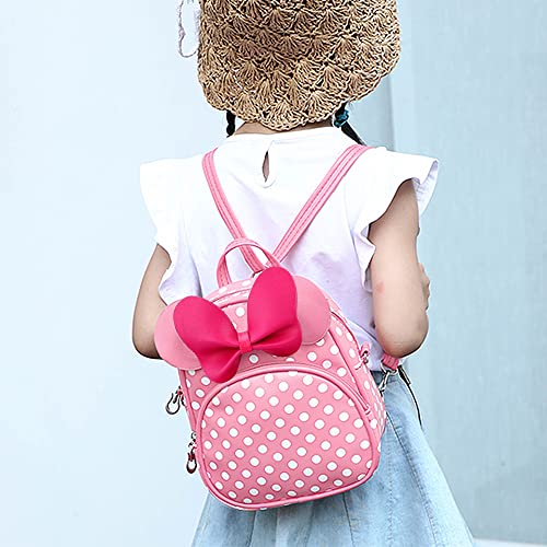 Voikukka Cute Little Girls Backpack Convertible Women Crossbody Purse Leather Mini Backpack Purse Pink Toddler Backpack Small Daypack Kids Travel Bag Ladies Backpack