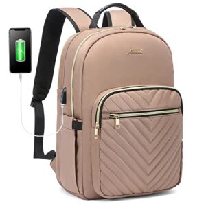 lovevook laptop backpack for women 17.3 inch,cute womens travel backpack purse,professional laptop computer bag,waterproof work business college teacher bags carry on backpack with usb port,brown