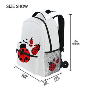 Krafig Ladybug Watercolor Boys Girls Kids School Backpacks Bookbag, Elementary School Bag Travel Backpack Daypack