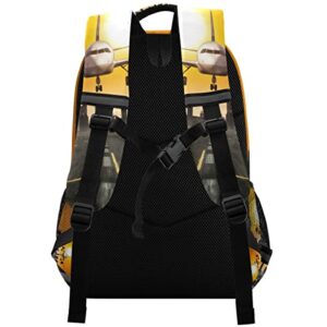 Glaphy Airplane at The Runway Backpack for Women Men Kids, Laptop Bookbag Lightweight Travel Daypack School Backpacks with Reflective Stripes