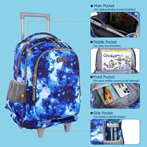 seastig Rolling Backpack for Kids Wheeled Backpack 18in Double Handle Backpack with Wheels