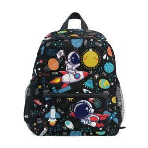 mnsruu kids backpack toddler school bag astronaut rocket small bookbag galaxy space backpacks mini for preschool kindergarten boys girls age(3-6)