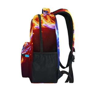 JIPONI Fire Dragon Head in Blue and Red Flame Backpack For Girls Boys, Student School Bag Bookbag Travel Laptop Backpack Purse Daypack