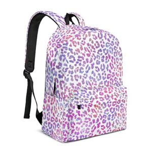 leopard classic girls school backpack, lightweight basic big kids bookbags 17 inch for middle school elementary, stylish casual youth daypack with 15-inch laptop sleeve for student travel outdoor, 24l